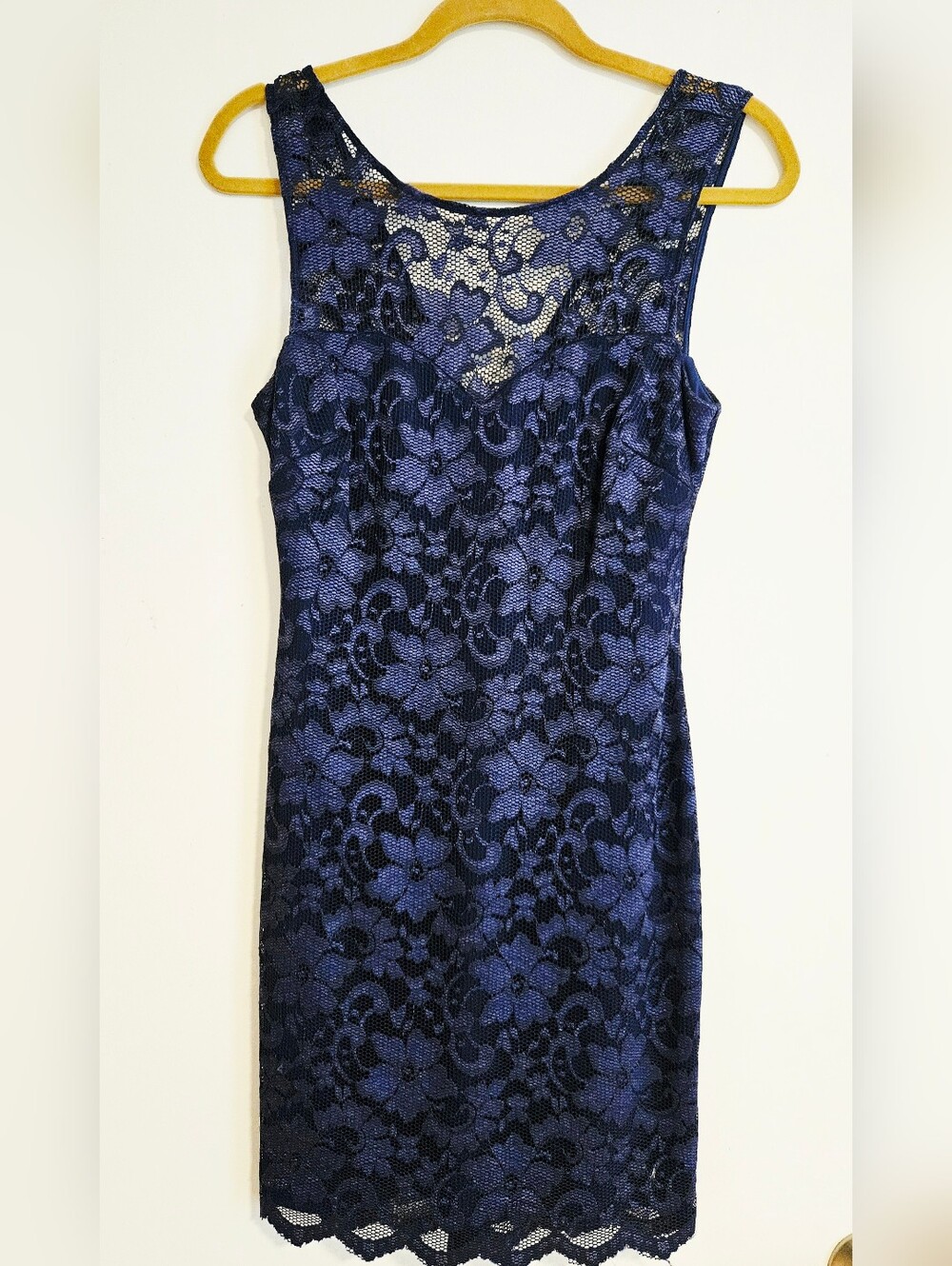 Guess Navy Blue and Black Floral Lace Sheath Dress Size 4